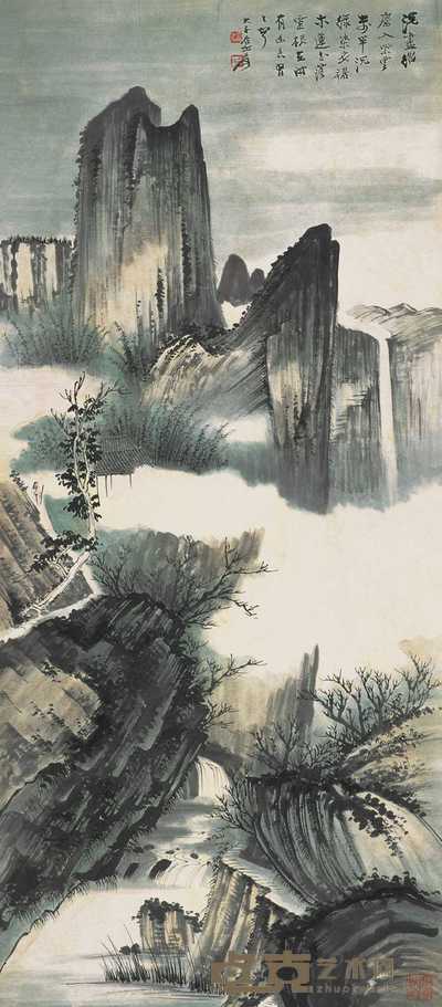 张大千 山水 立轴 130×55cm
